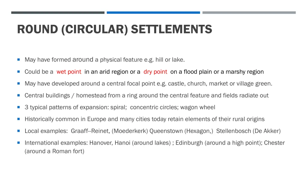 round circular settlements