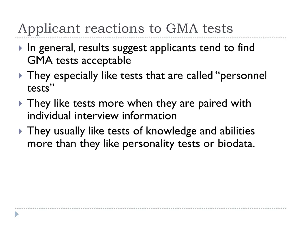 applicant reactions to gma tests