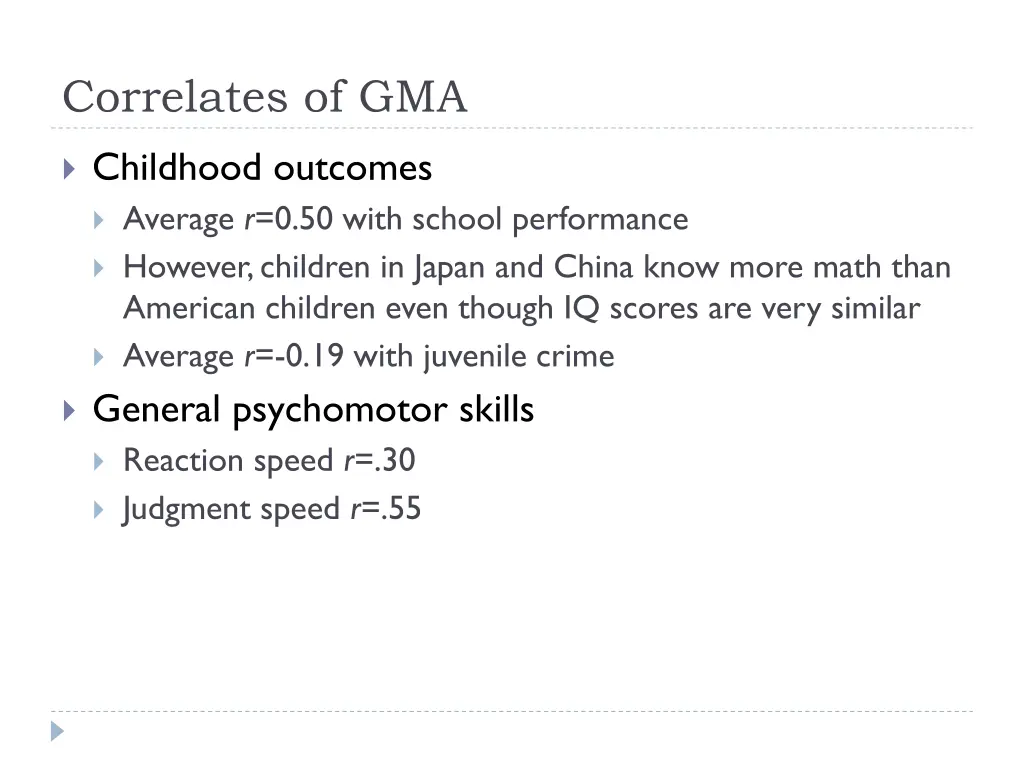correlates of gma