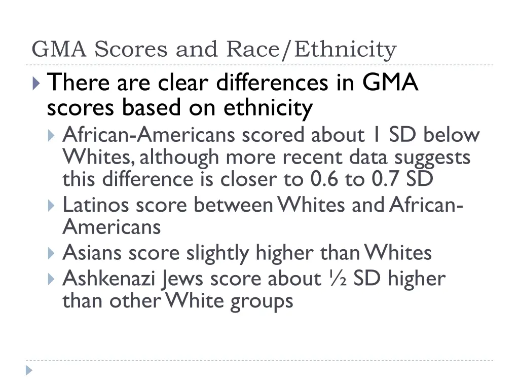 gma scores and race ethnicity there are clear