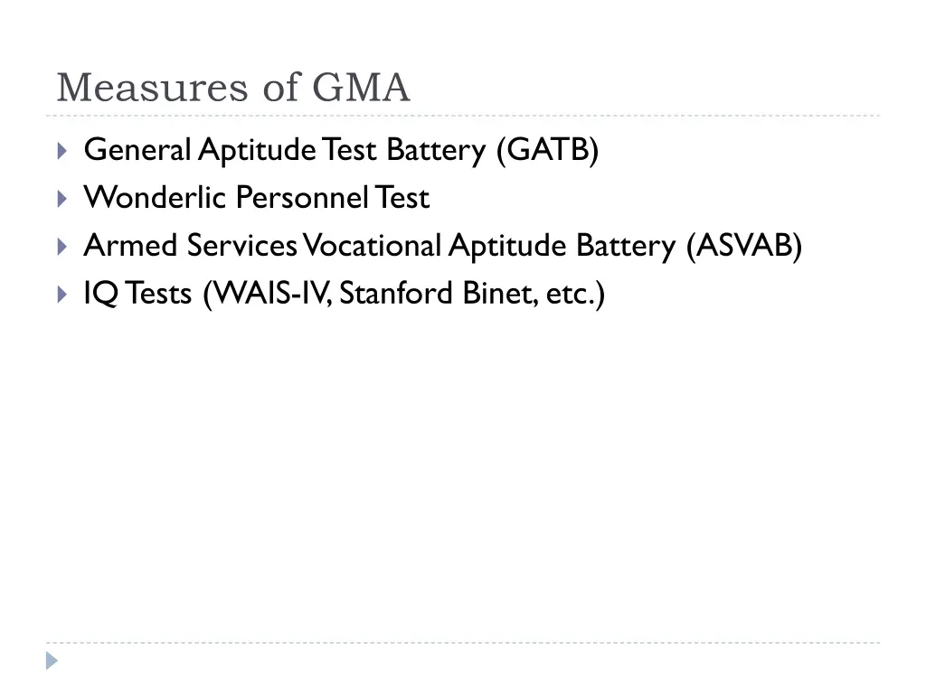 measures of gma