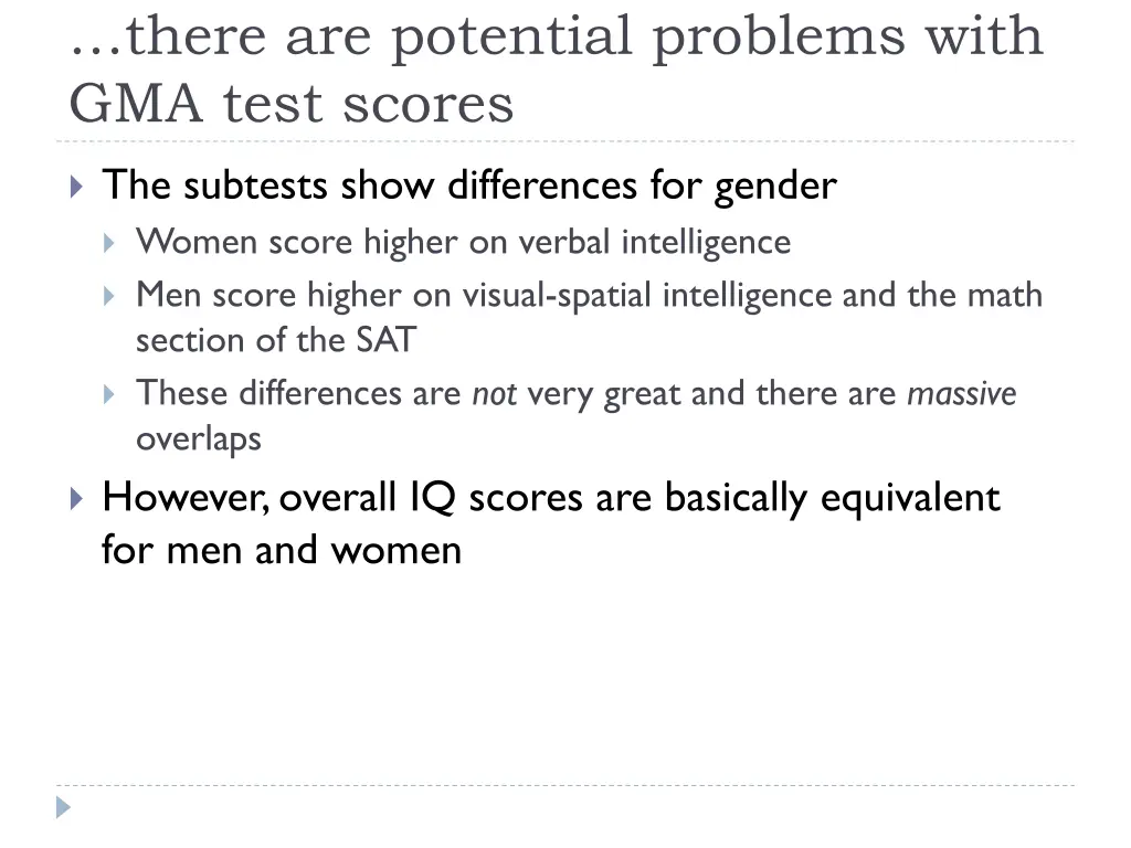 there are potential problems with gma test scores