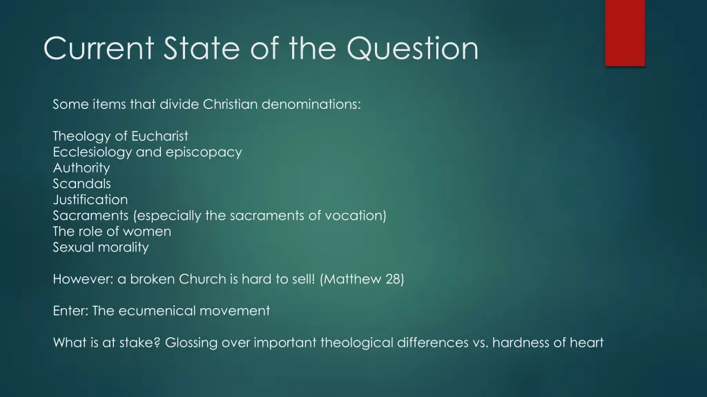current state of the question 1