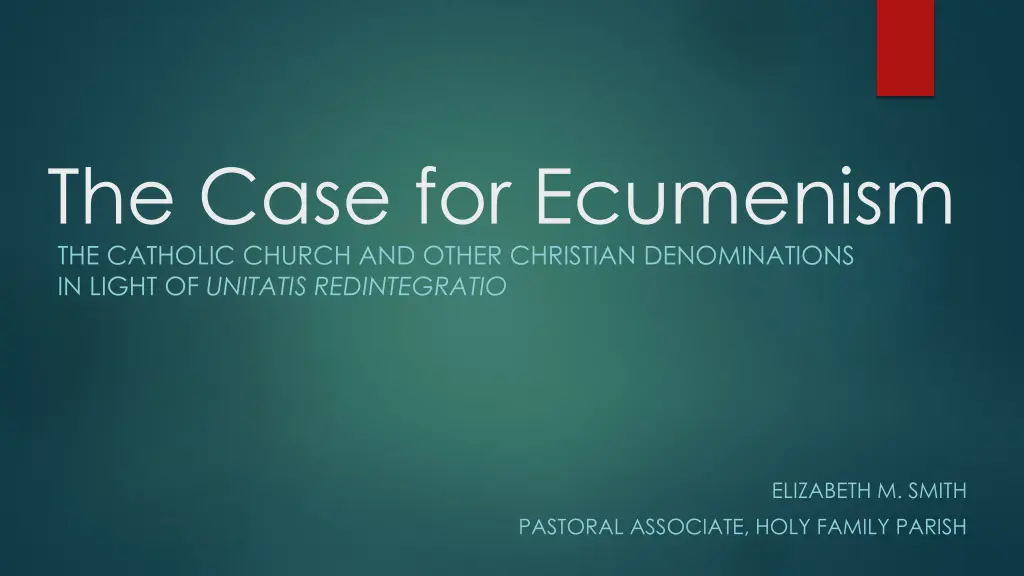 the case for ecumenism the catholic church