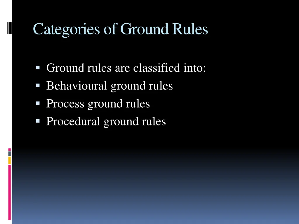 categories of ground rules