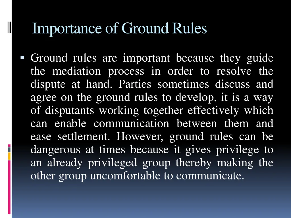 importance of ground rules