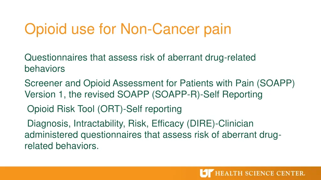 opioid use for non cancer pain