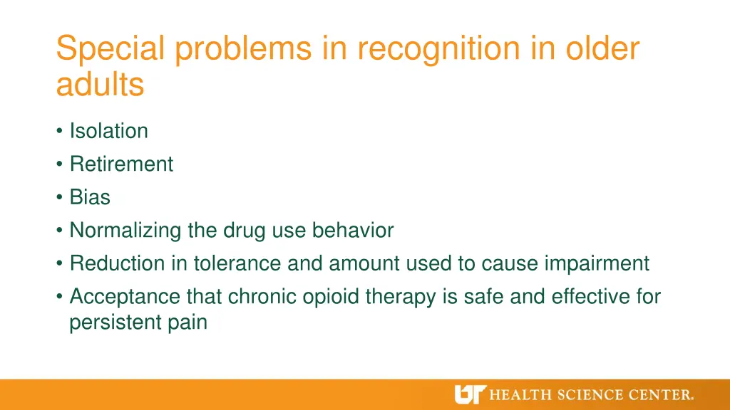 special problems in recognition in older adults