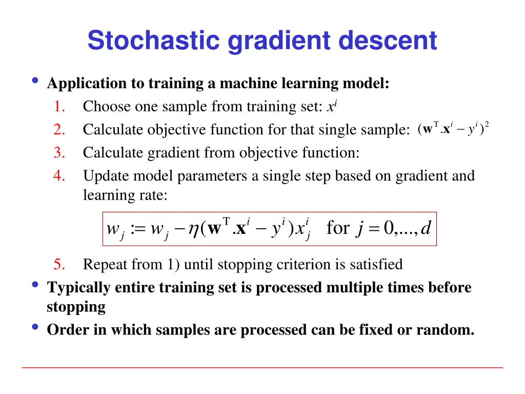 stochastic gradient descent