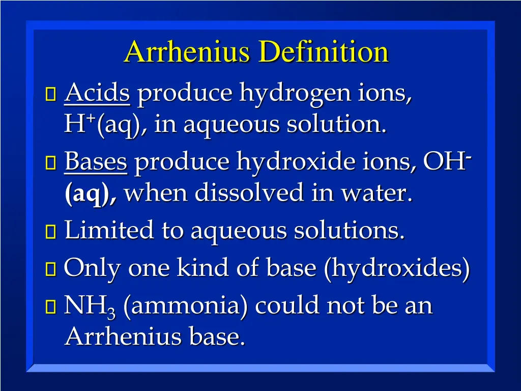 arrhenius definition acids produce hydrogen ions