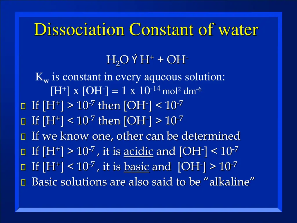 dissociation constant of water