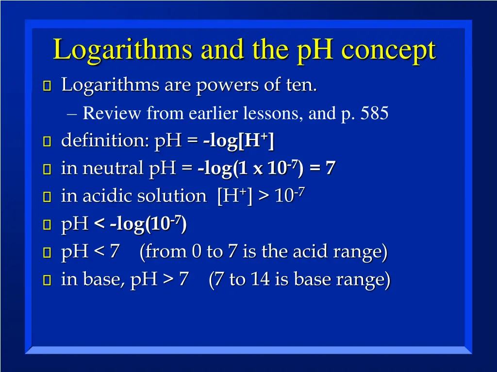 logarithms and the ph concept logarithms