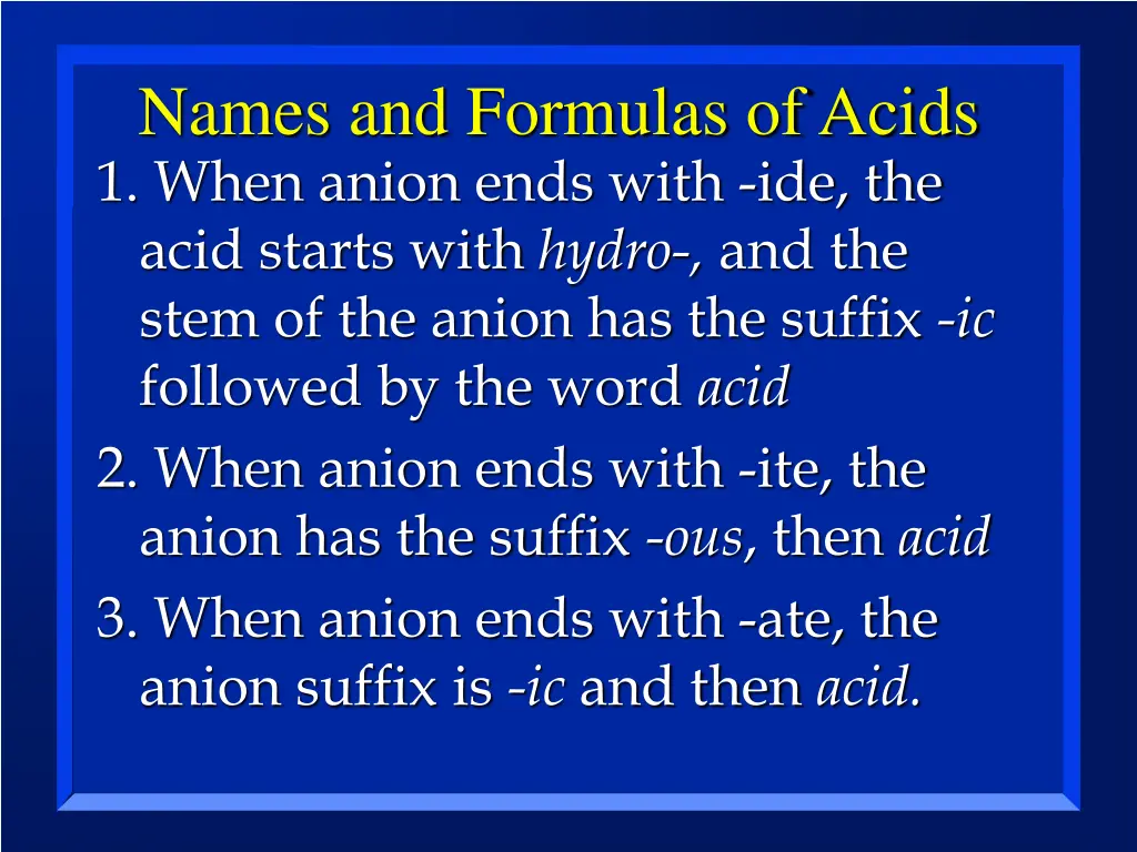 names and formulas of acids 1 when anion ends