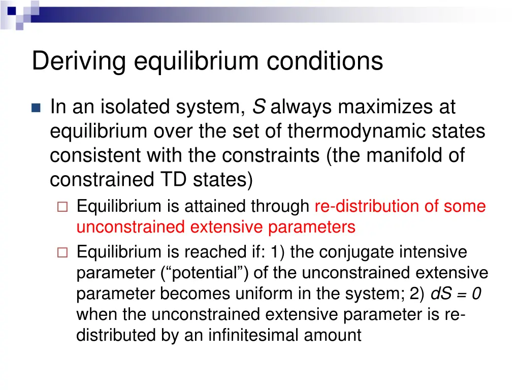 deriving equilibrium conditions