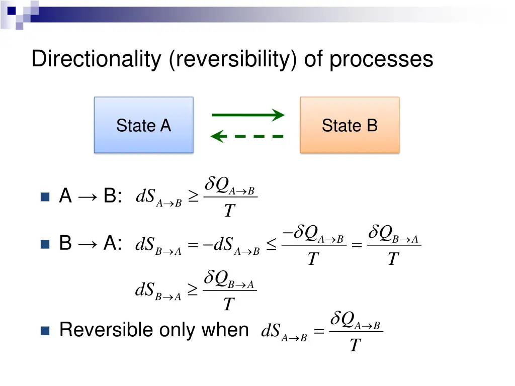 directionality reversibility of processes