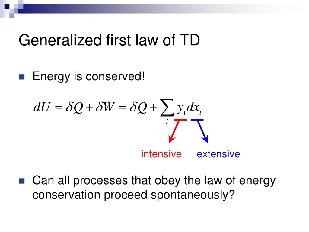 generalized first law of td