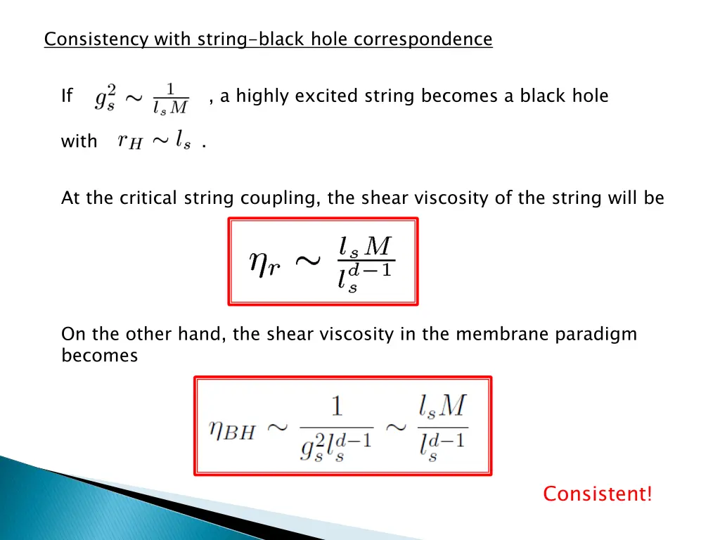 consistency with string black hole correspondence