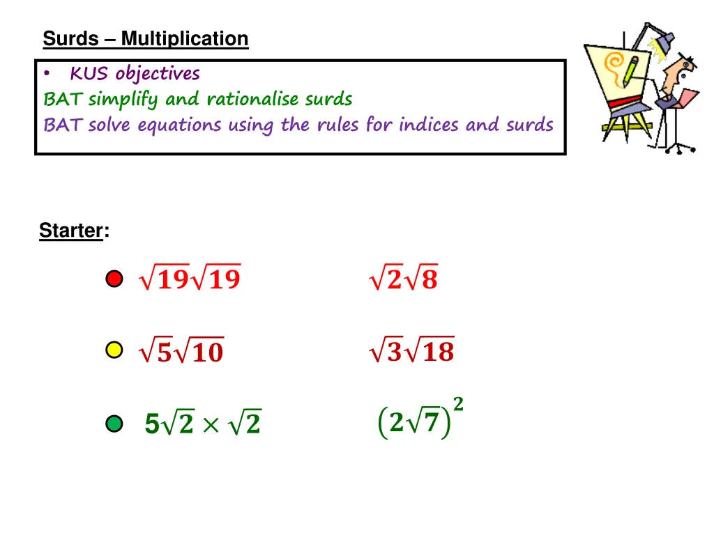 surds multiplication bat simplify and rationalise