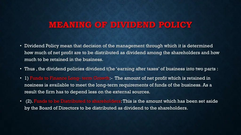 meaning of dividend policy