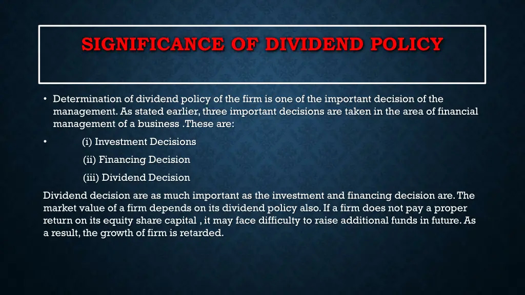 significance of dividend policy