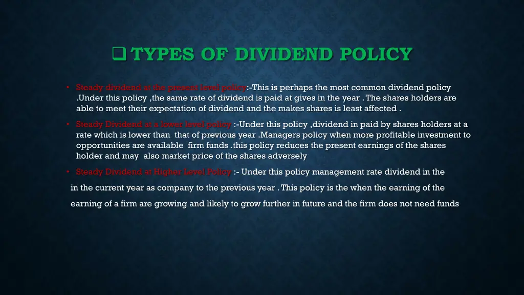 types of dividend policy