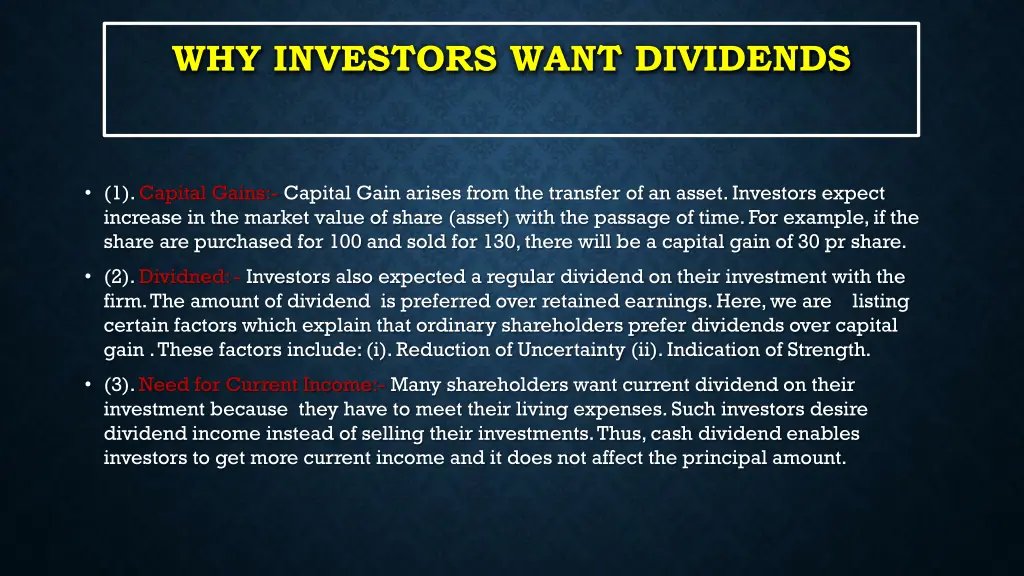 why investors want dividends