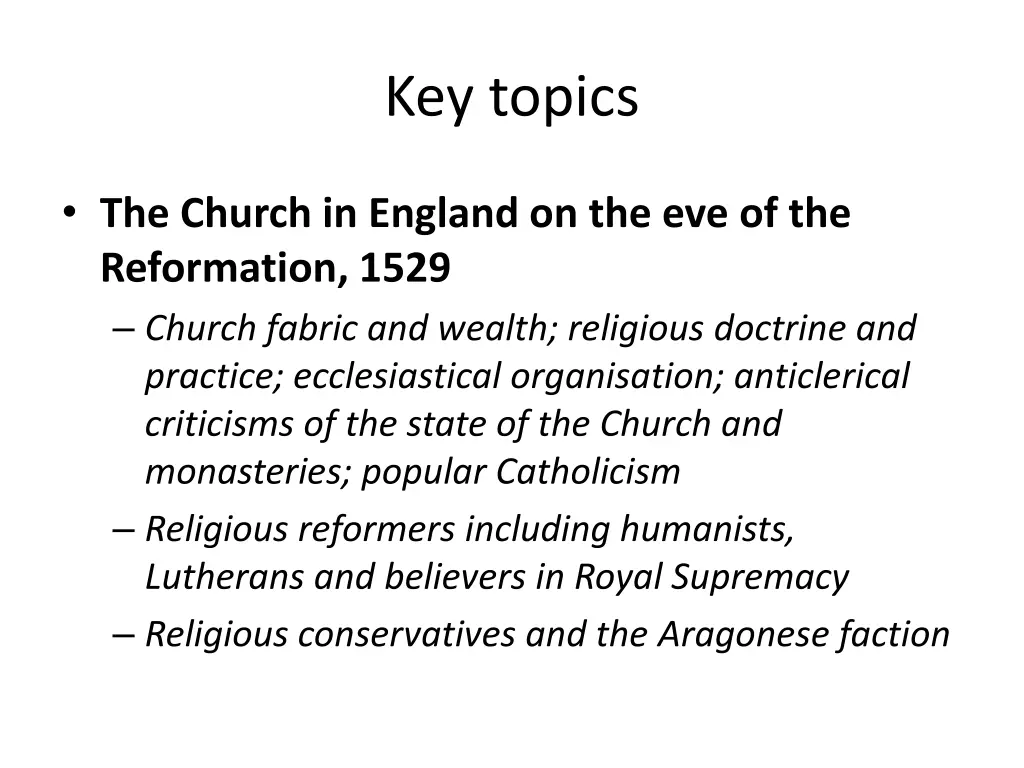 key topics