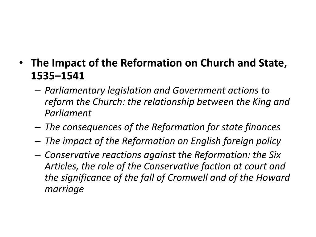 the impact of the reformation on church and state