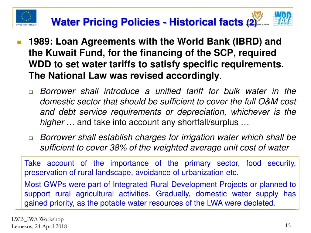 water pricing policies historical facts 2