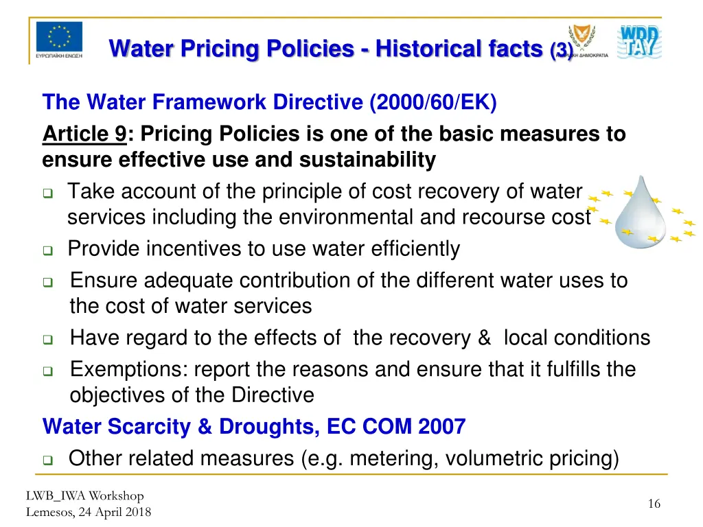 water pricing policies historical facts 3