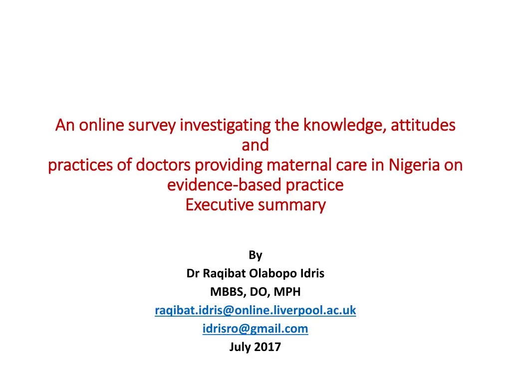 an online survey investigating the knowledge