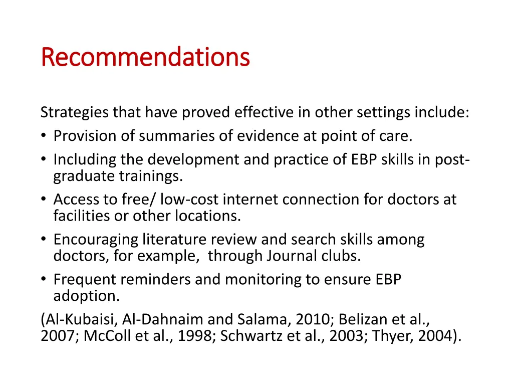 recommendations recommendations