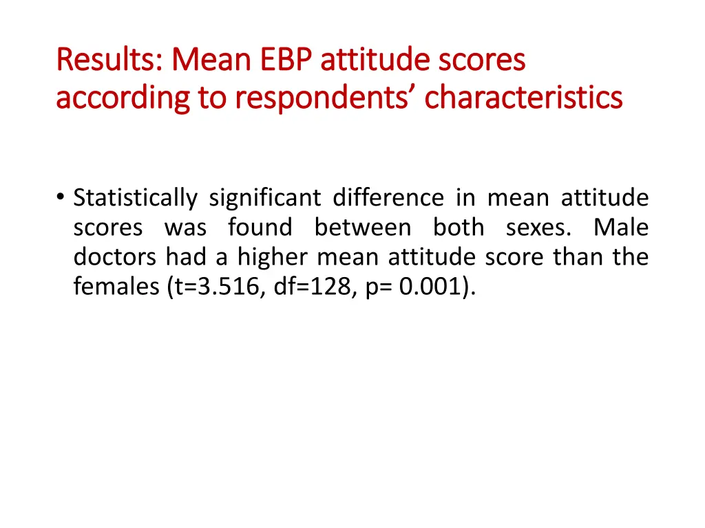 results mean ebp attitude scores results mean
