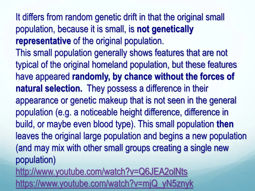 it differs from random genetic drift in that