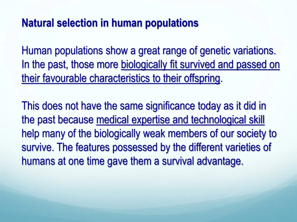 natural selection in human populations