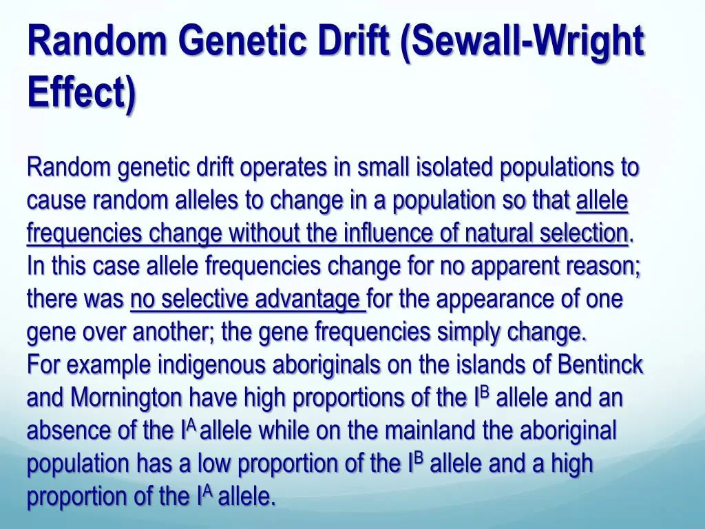 random genetic drift sewall wright effect