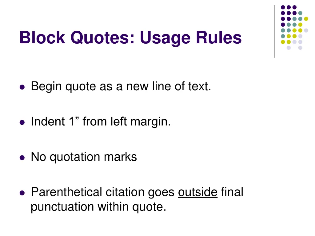 block quotes usage rules