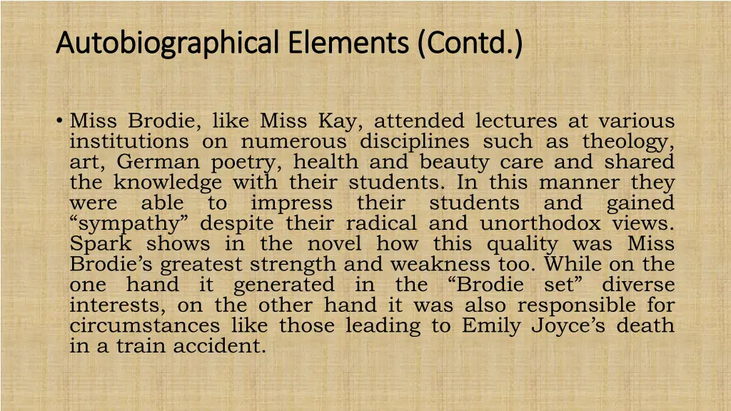 autobiographical elements contd autobiographical 1