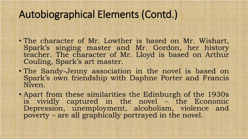 autobiographical elements contd autobiographical 3