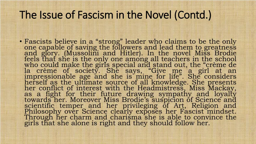 the issue of fascism in the novel contd the issue 1