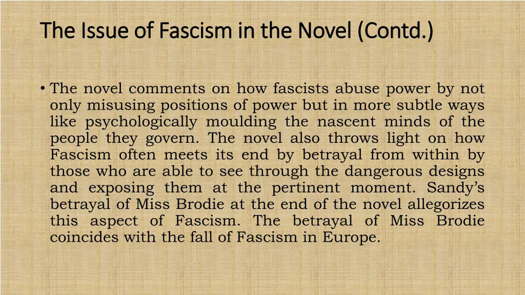 the issue of fascism in the novel contd the issue 3