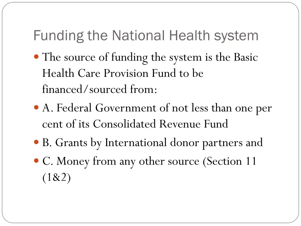 funding the national health system