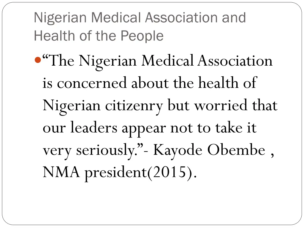nigerian medical association and health