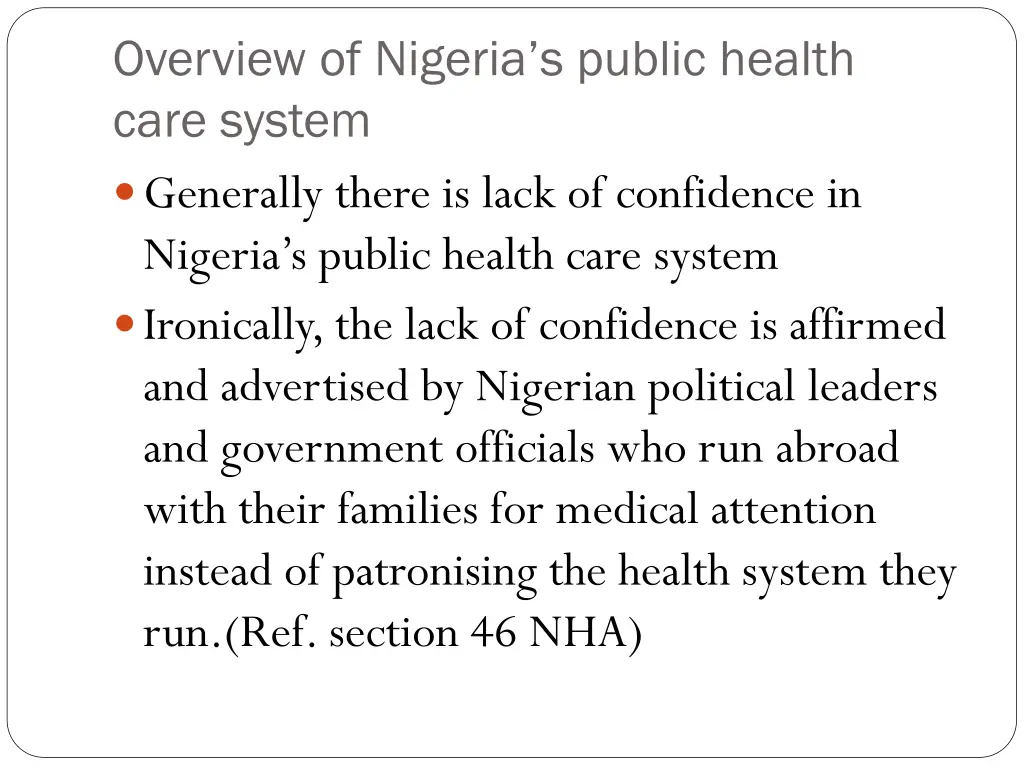 o verview of nigeria s public health care system
