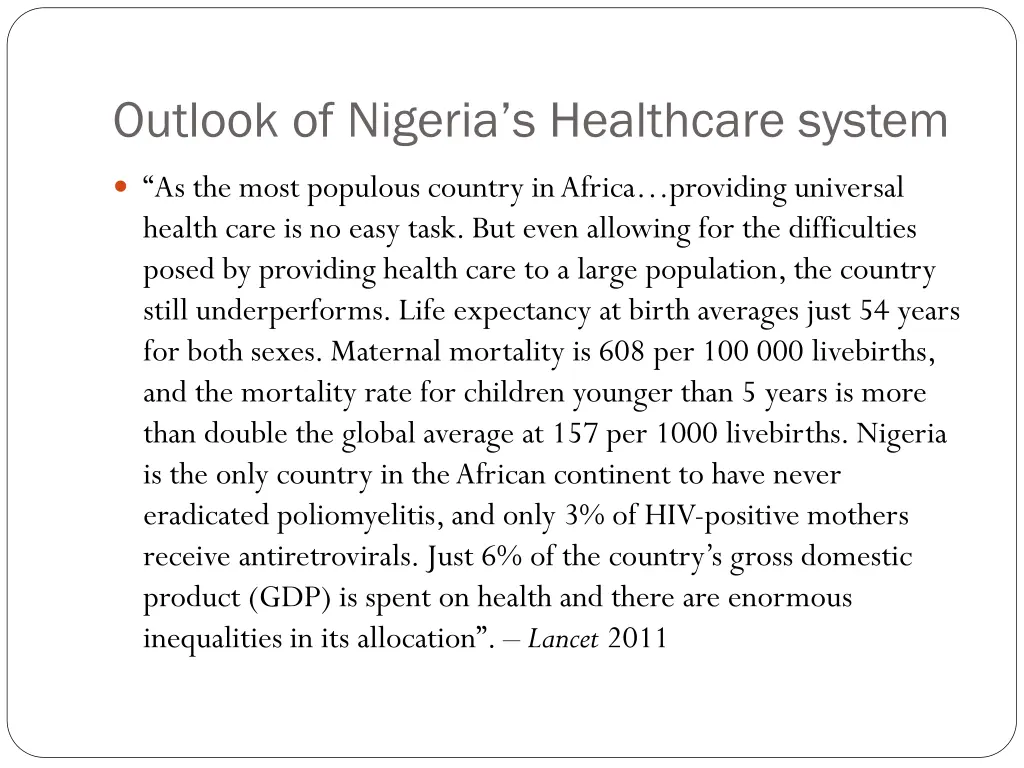 outlook of nigeria s healthcare system