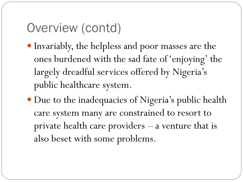overview contd