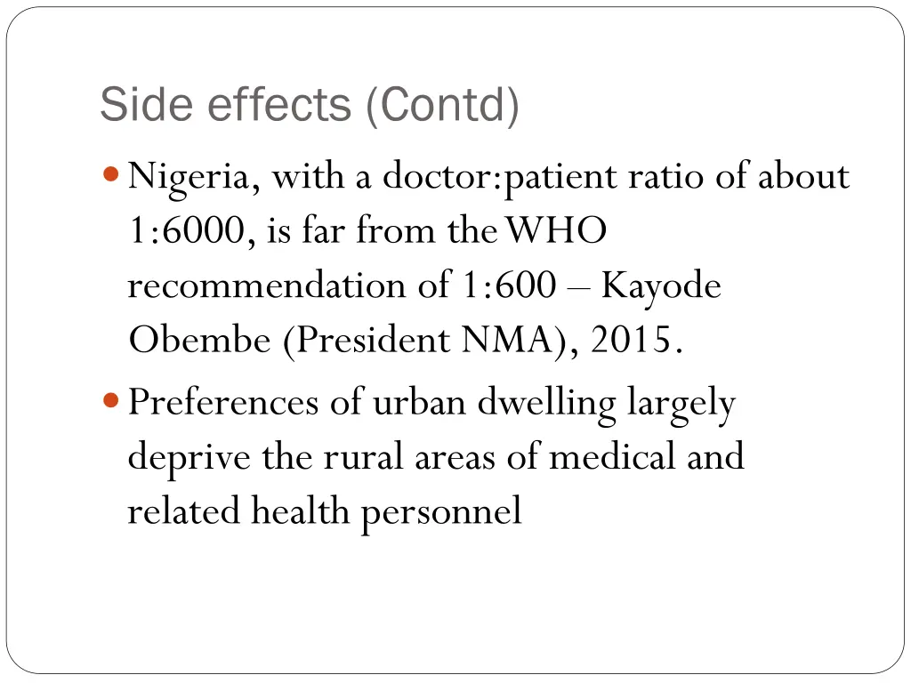 side effects contd nigeria with a doctor patient