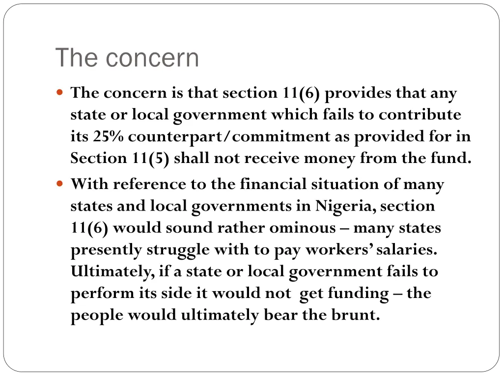 the concern
