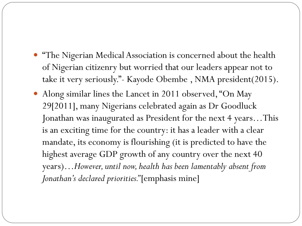 the nigerian medical association is concerned