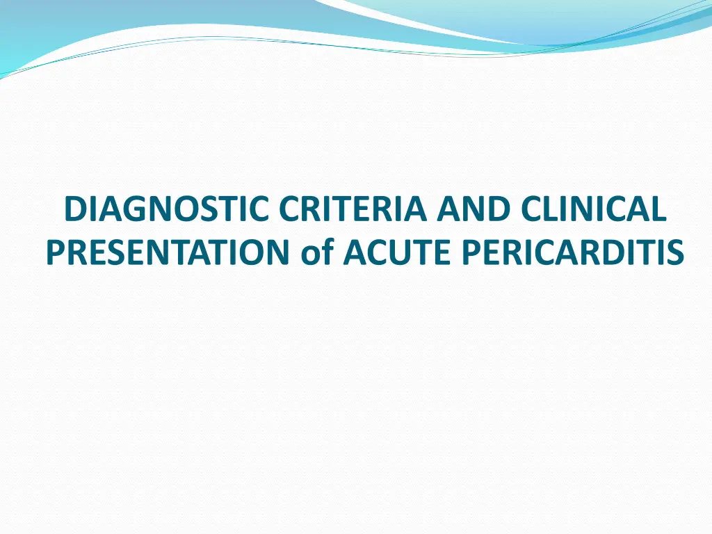 diagnostic criteria and clinical presentation